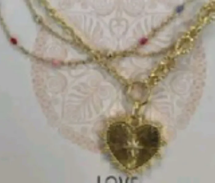 City by City Gold Trio Multi Beaded Heart Charm Pendant Set