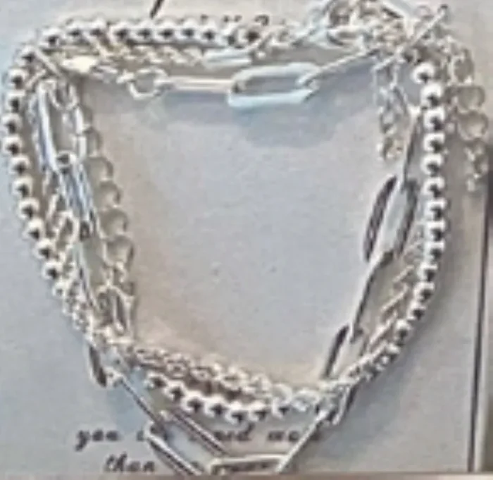 City by City Silver Paperclip Beaded Rope Bracelet Set