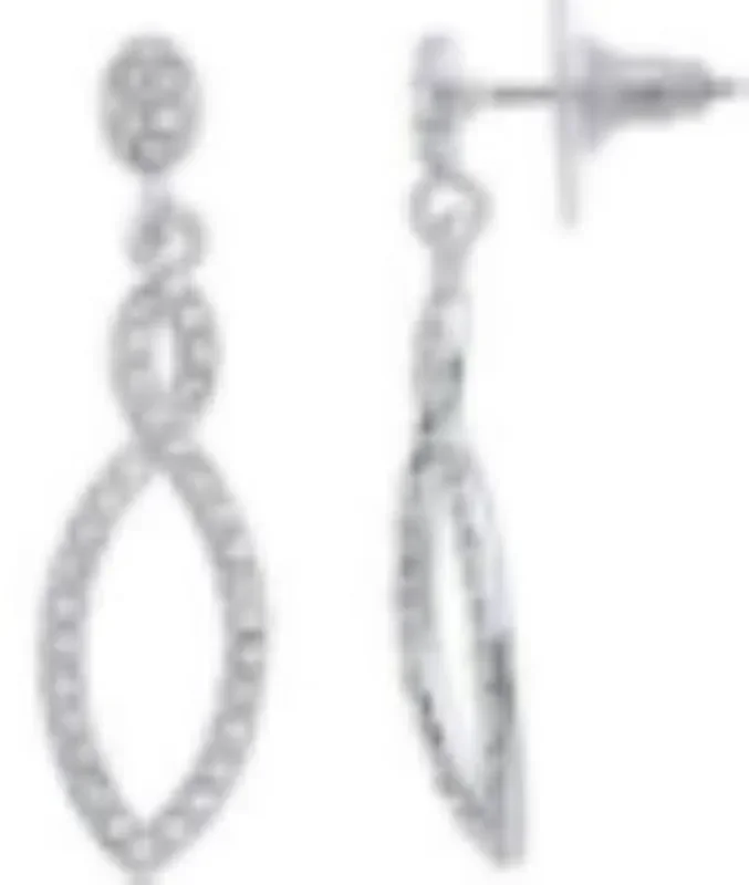 City by City Silver Pave Crystal Open Drop Earrings