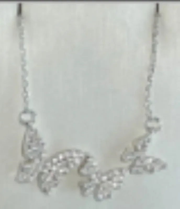 City by City Silver Pendant Necklace With Three Pave Butterflies