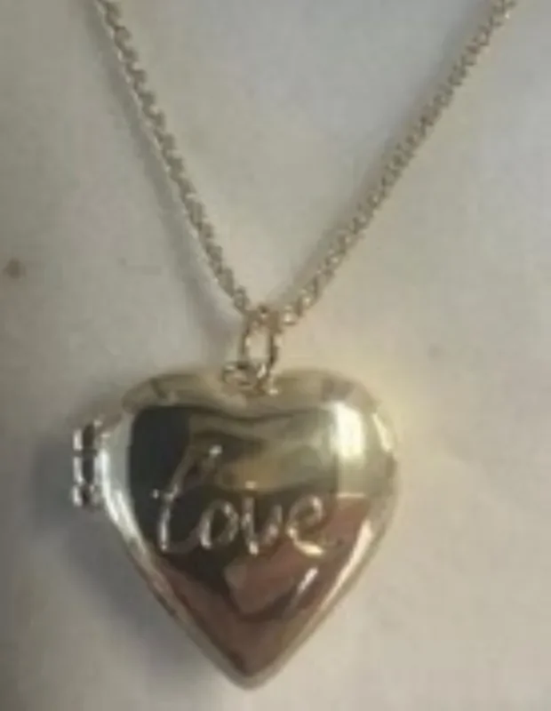 City by City Silver Plated Heart Locket Love Engraved Necklace