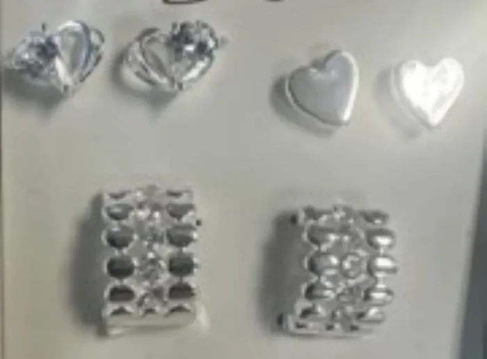 City by City Silver Plated Hearts and Hoop Trio Earings With Cubic Zirconia