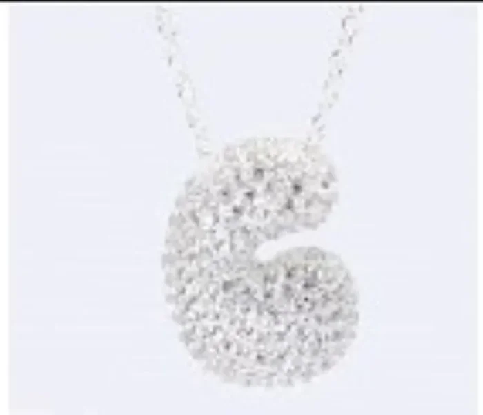 City by City Silver Plated Pave Mini Bubble Initial M Pendant Made With Cubic Zirconia