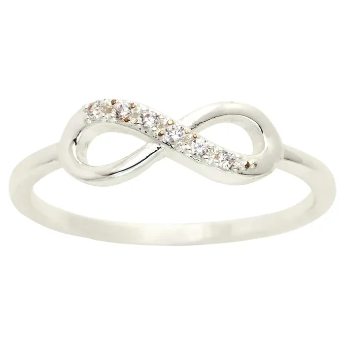 City by City Silver Tone Cubic Zirconia Pave Infinity Band in Size 7