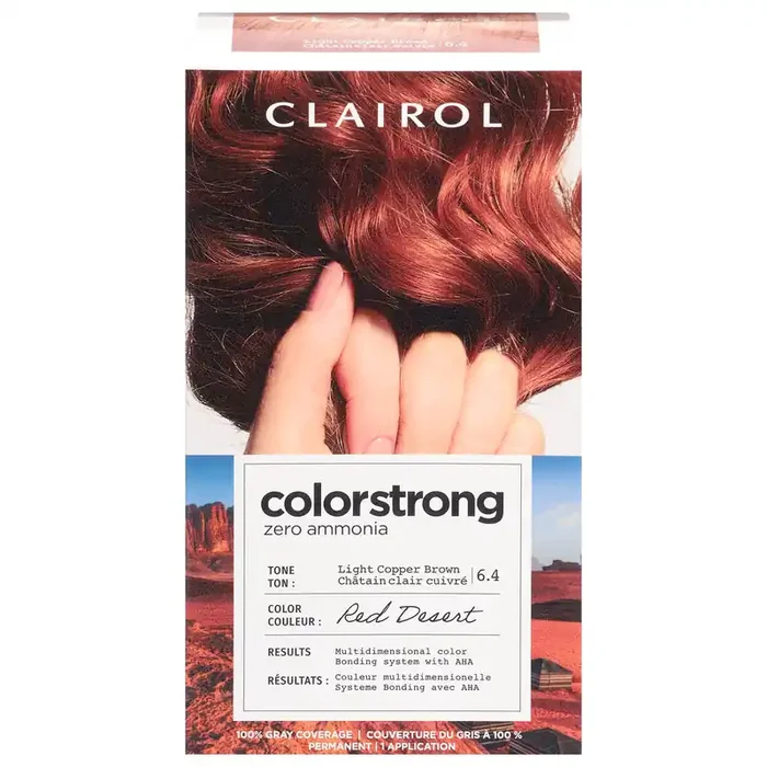 Clairol Color Strong Zero Ammonia Permanent Hair Color – 6.4 Light Copper Brown Red Desert