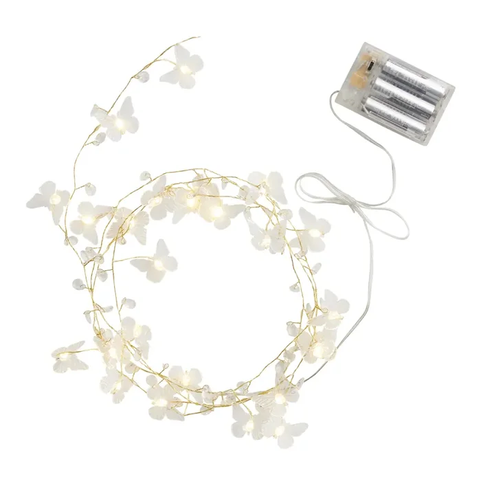 Clear Butterfly Micro LED 24 Bulb Battery Operated String Lights