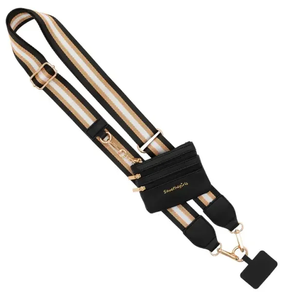 CLIP N‘ GO STRAP WITH ZIP POUCH BLACK & GOLD