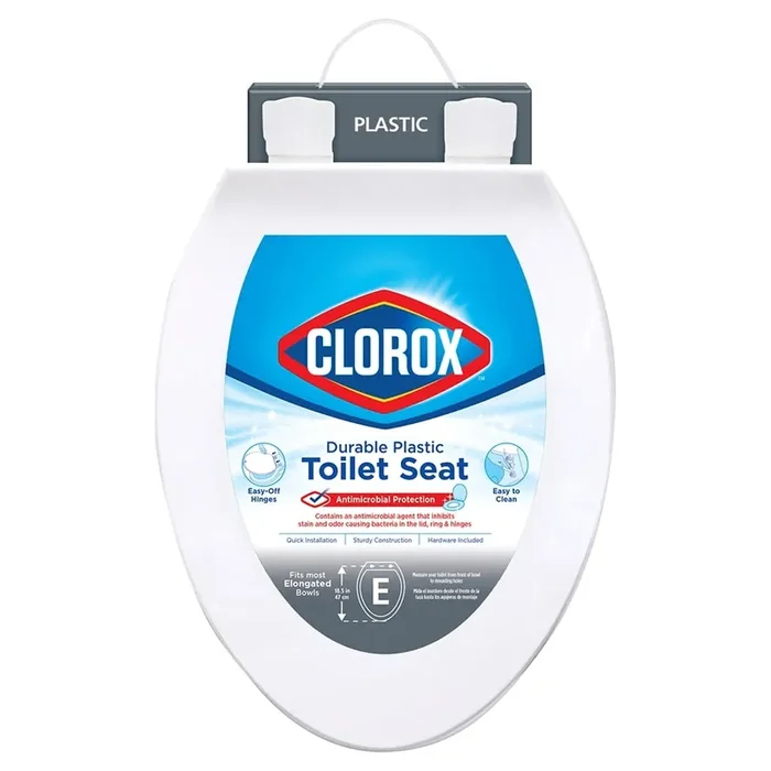 Clorox Antimicrobial Elongated Plastic Beveled Toilet Seat