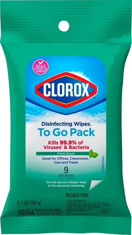 Clorox To Go Pack Fresh Scent Disinfecting Wipes 9 ea
