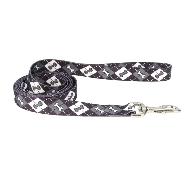 Coastal Pet Products Dog Black with Bones 6-ft Leash