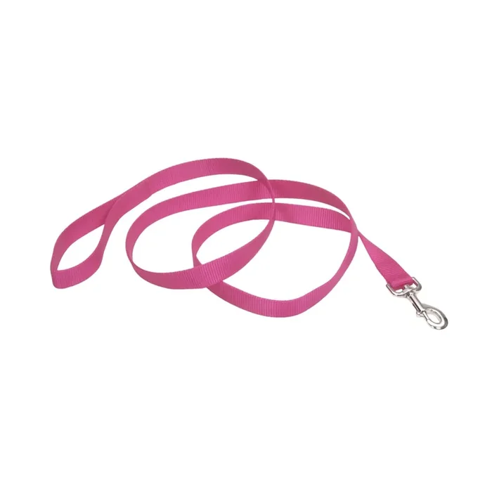 Coastal Single-Ply Dog Leash, Neon Pink, Small – 5/8″ x 6‘