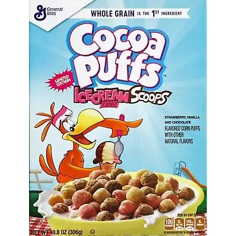 Cocoa Puffs Cereal Ice Cream Scoops Strawberry Vanilla & Chocolate – 4-10.8 Oz