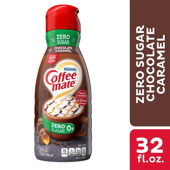 Coffee mate Chocolate Caramel Flavored Coffee Creamer, Zero Sugar, Gluten-Free, 63 Servings