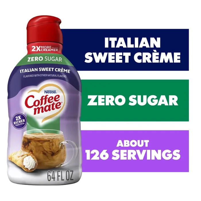 Coffee mate Italian Sweet Crème Flavored Coffee Creamer, Zero Sugar, Gluten-Free