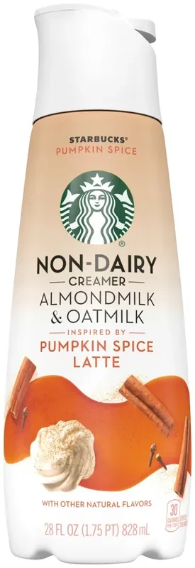 Coffee mate Starbucks Pumpkin Spice Flavored Almondmilk & Oatmilk Non-Dairy Liquid Coffee Creamer 28 fl oz.