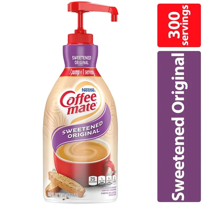 Coffee Mate Sweetened Original Liquid Coffee Creamer Pump Bottle, Gluten Free, 50.7 oz
