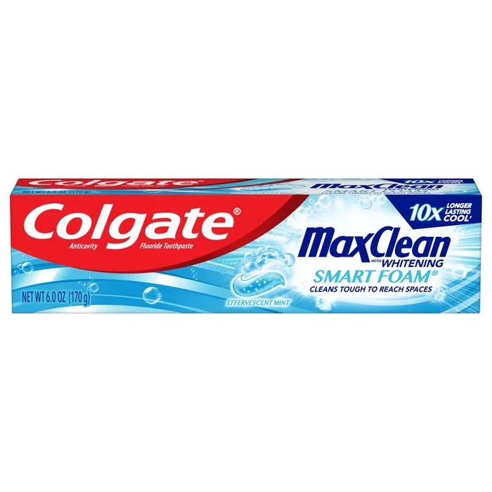 Colgate Max Clean with Whitening Foaming Toothpaste, Effervescent Mint – 6 ounce