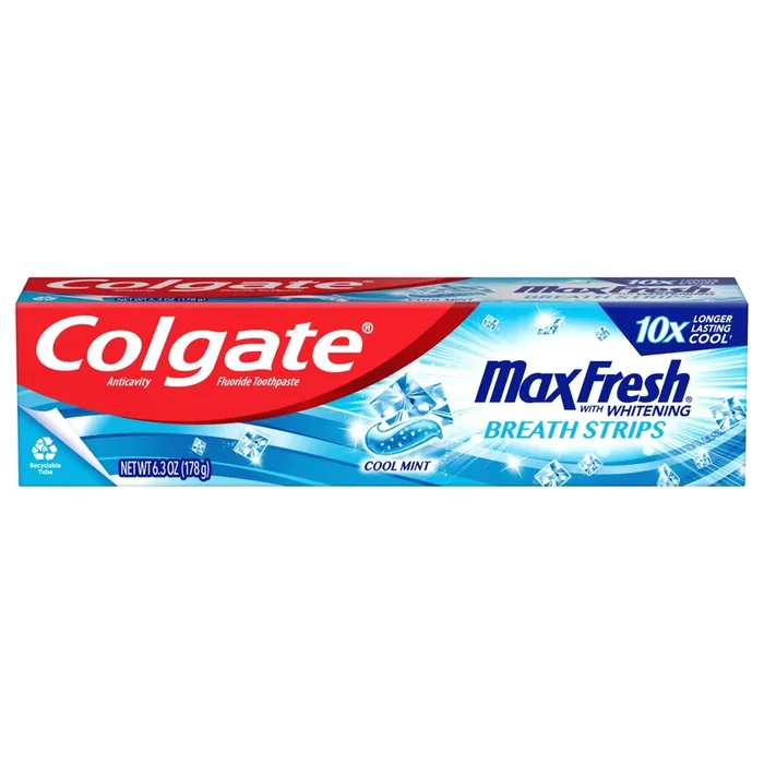 Colgate Max Fresh Whitening Anticavity Fluoride Toothpaste With Breath Strips, Cool Mint, 6.3 Oz, 1 Each