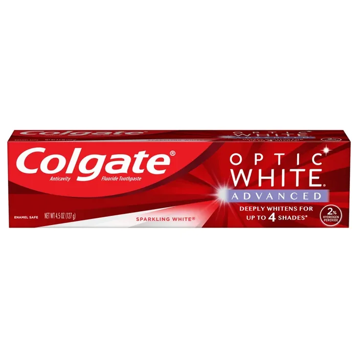 Colgate Optic White Advanced Teeth Whitening Toothpaste, Sparkling White, 4.5 Ounce