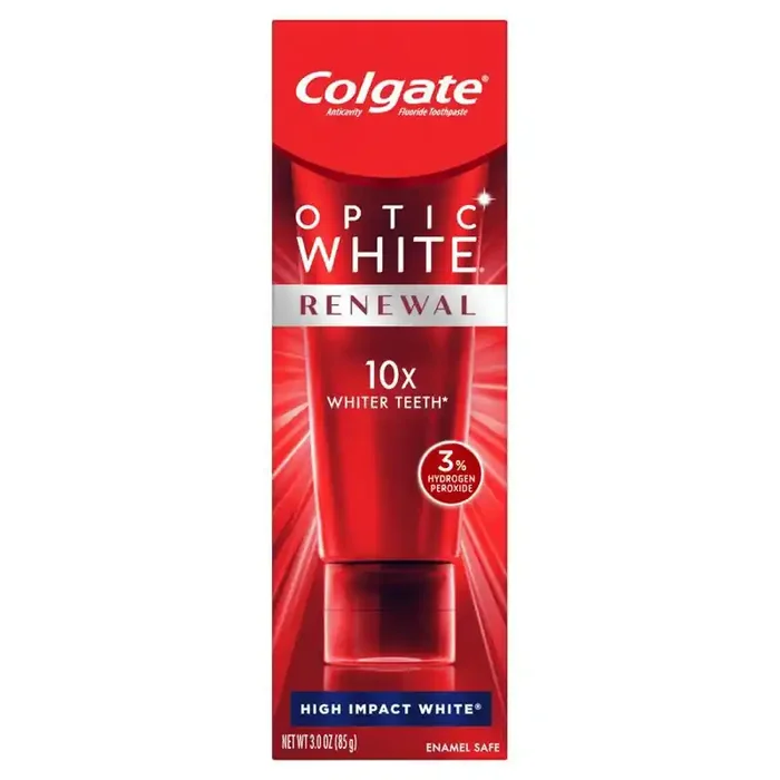 Colgate Optic White Renewal Teeth Whitening Toothpaste, High Impact White, 3 Oz