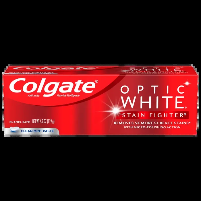 Colgate Optic White Stain Fighter Stain Removal Toothpaste, Clean Mint, 4.2 Oz