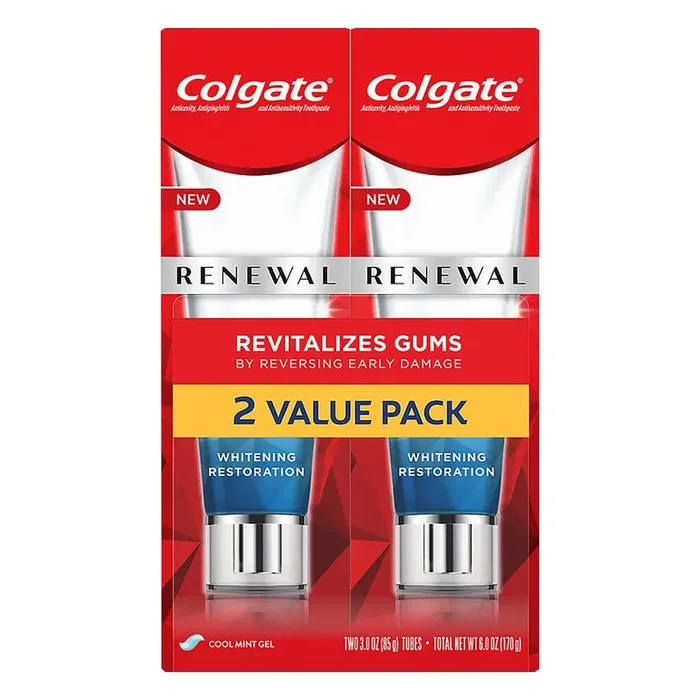 Colgate Renewal Gum Toothpaste, Whitening Restoration – Cool Mint Gel Formula (3 ounce, Pack of 2)
