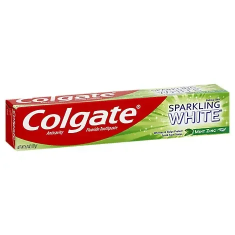Colgate Sparkling White Toothpaste Anticavity Fluoride Baking Soda Mint Zing Gel