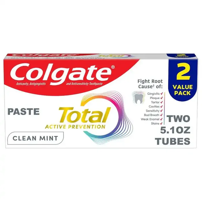 Colgate Total Active Prevention Clean Mint Toothpaste – 5.1oz/2pk