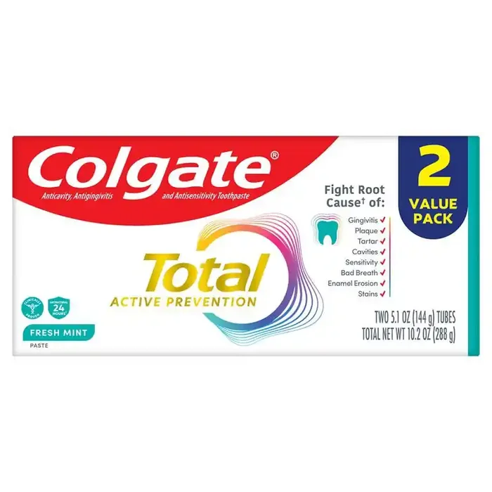 Colgate Total Fresh Mint Striped Gel Toothpaste – Mint – 5.1oz/2pk