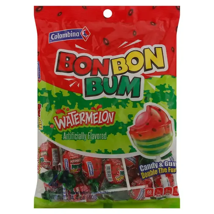 Colombina Bonbon Bum Watermelon Bubble Gum Pops 14.4 oz