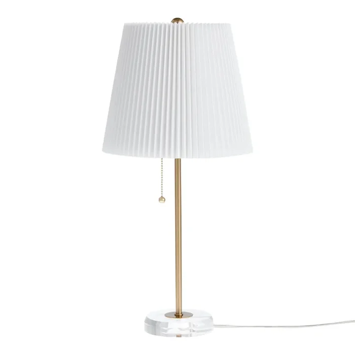 Colson Crystal Glass and Gold Metal Pleated Shade Table Lamp