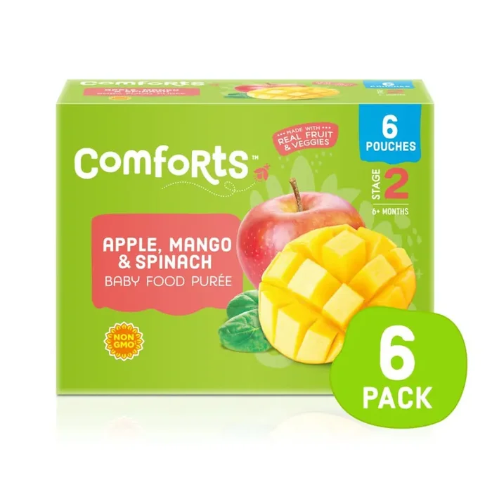 Comforts Apple Mango & Spinach Baby Food Puree Pouches