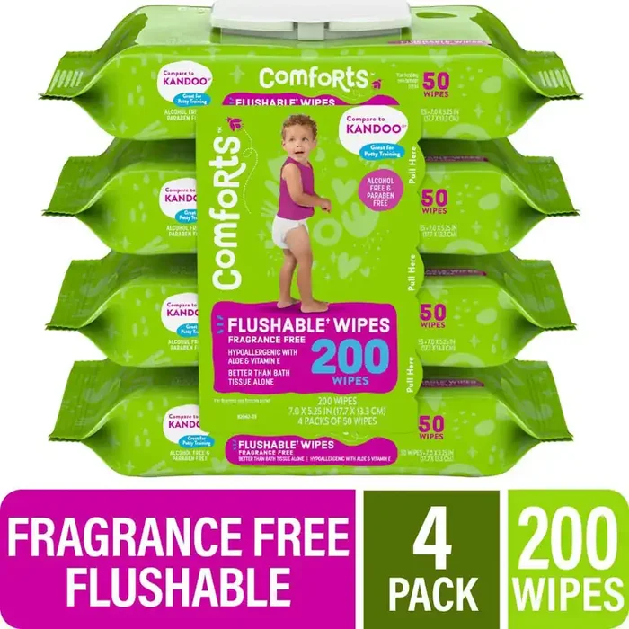 Comforts Fragrance Free Flushable Wipes