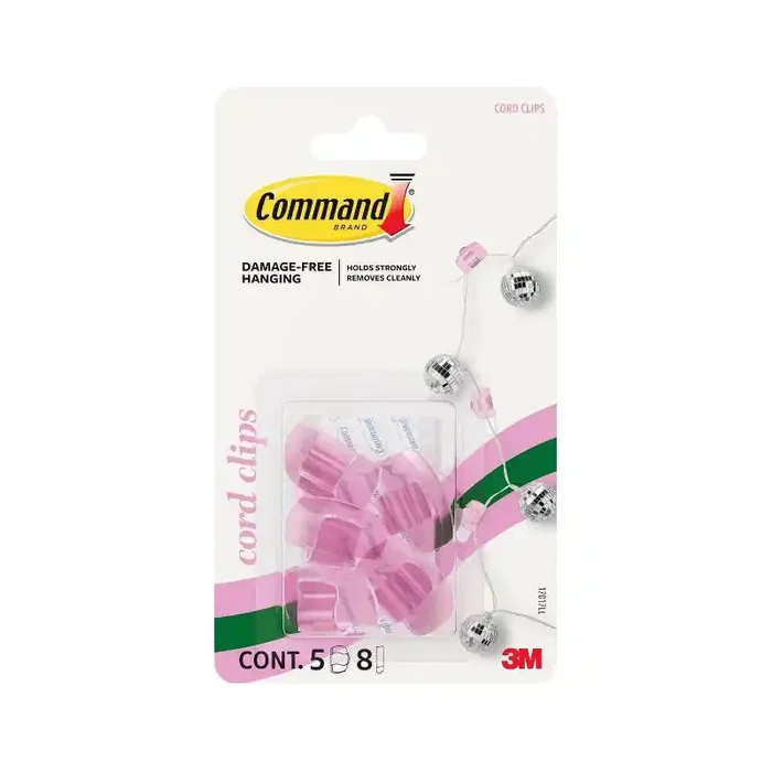 Command 5pk Damage-Free Transparent Cord Clips Lemonade