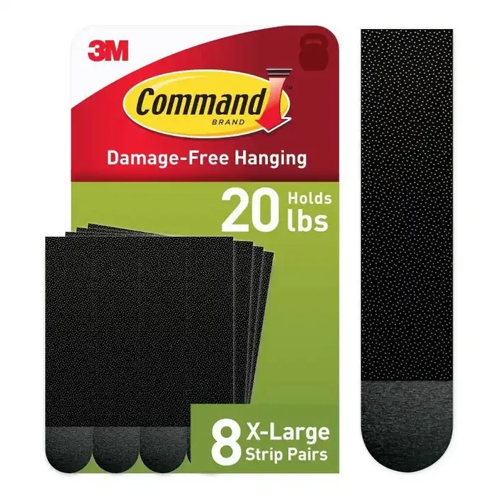 Command 8pk Heavy PHS Adhesives Black Mounting Adhesive Strips, Heavy Duty, Plastic, Office Supplies