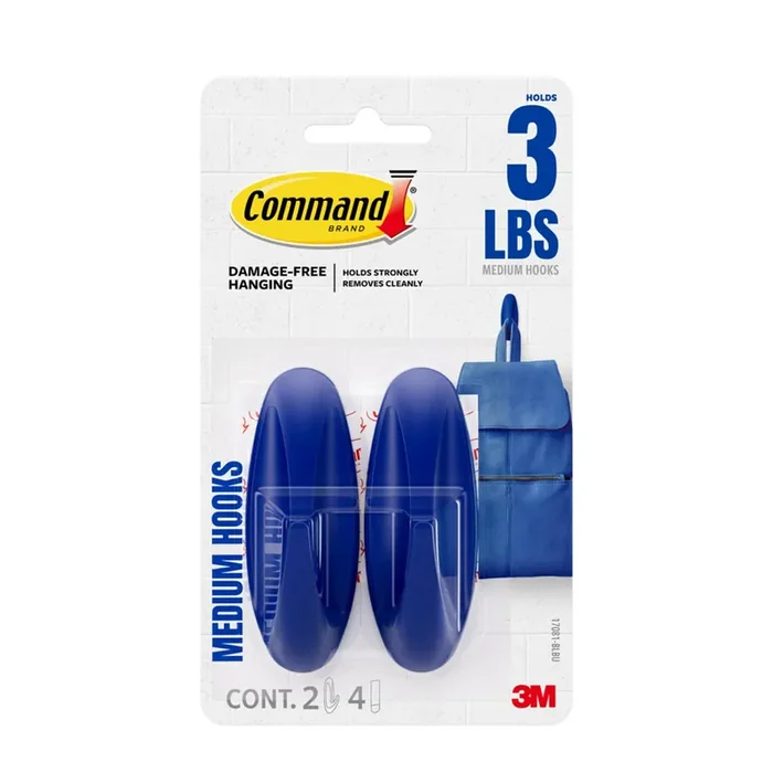 Command Blueberry (blue) Medium Damage Free Designer Hooks 2-pack
