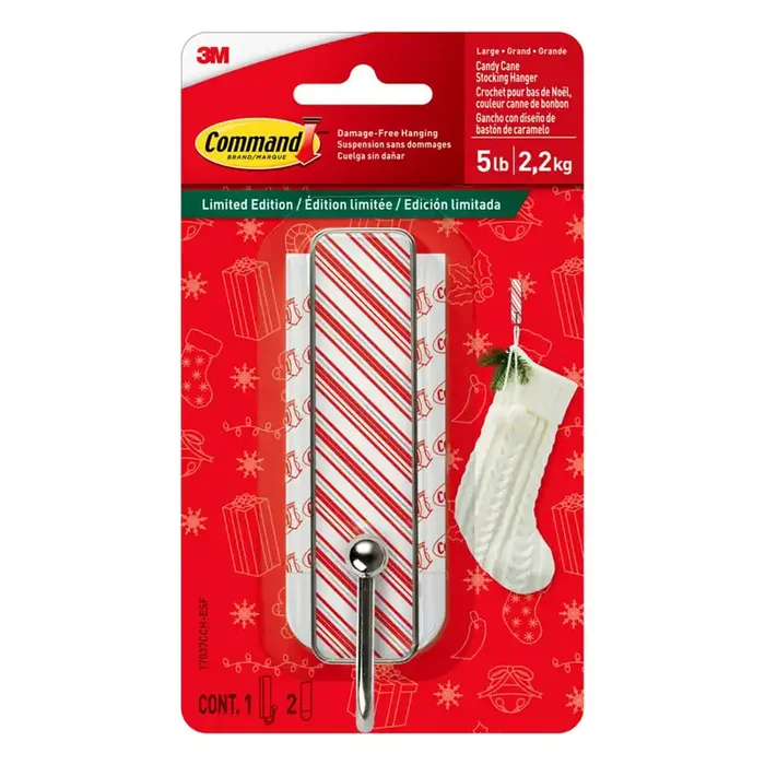 Command Candy Cane Damage Free Stocking Hanger