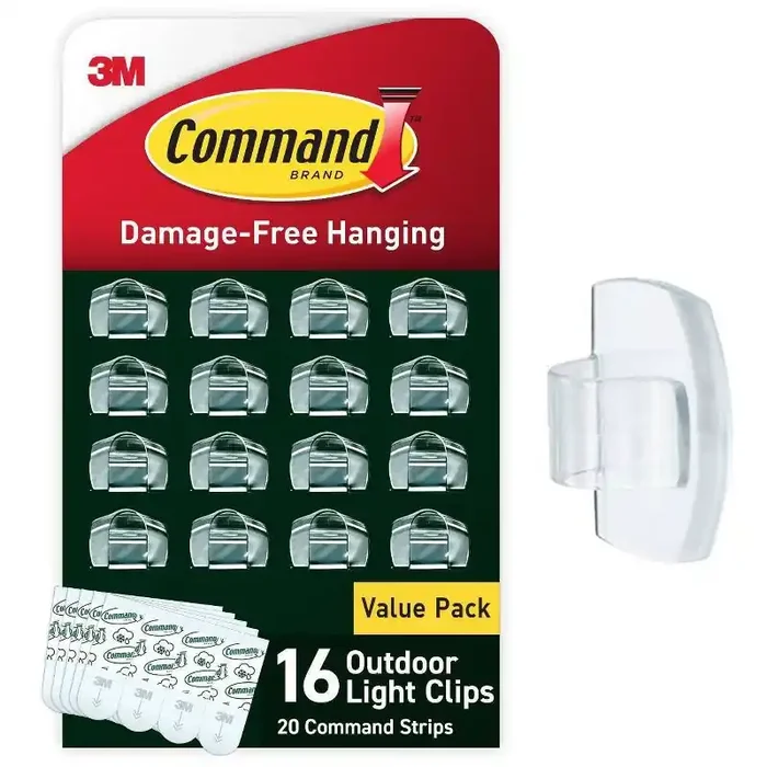 Command Damage-Free Hanging Outdoor Light Clips with Adhesive Strips