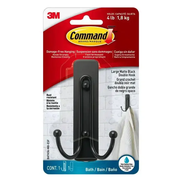 Command Large Double Hook Black