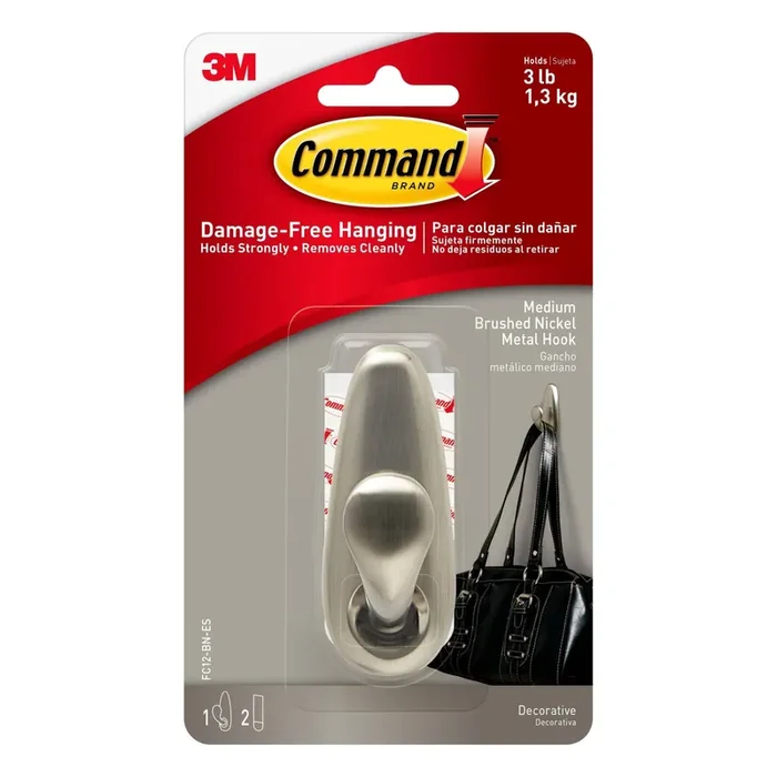 Command Medium Sized Forever Classic Decorative Hook Brushed Nickel