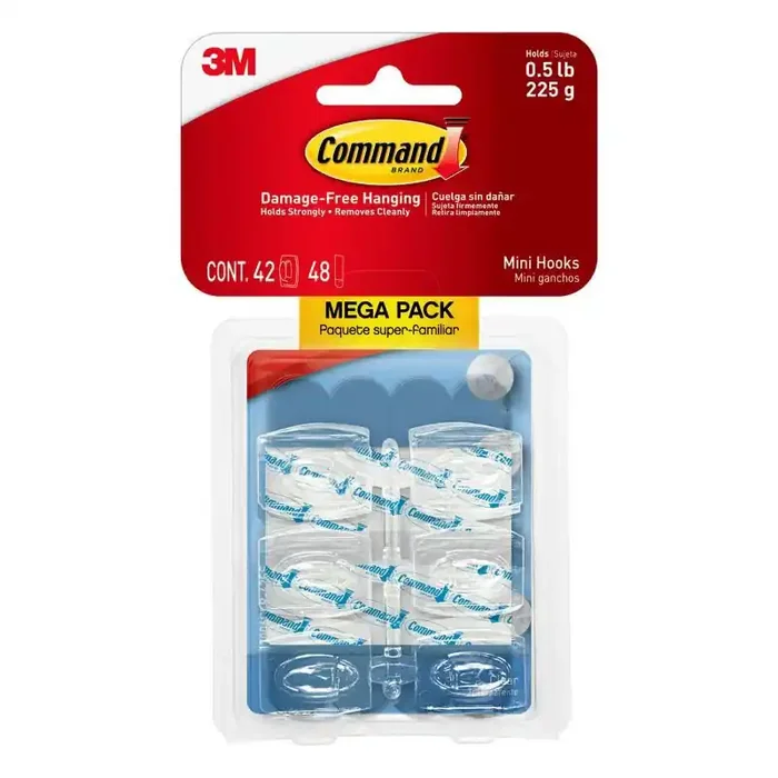 Command Mega Pack Damage-Free Hanging Clear Mini Hooks with Adhesive Strips