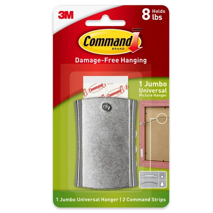 Command Stainless Steel Jumbo Damage Free Universal Picture Hanger with Strips