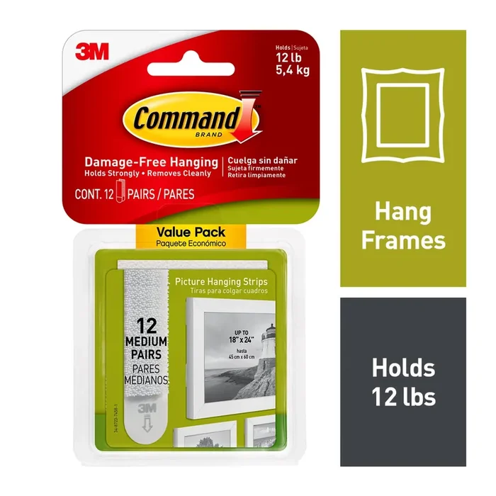 Command White Medium Damage Free Picture Hanging Strips 12-pack