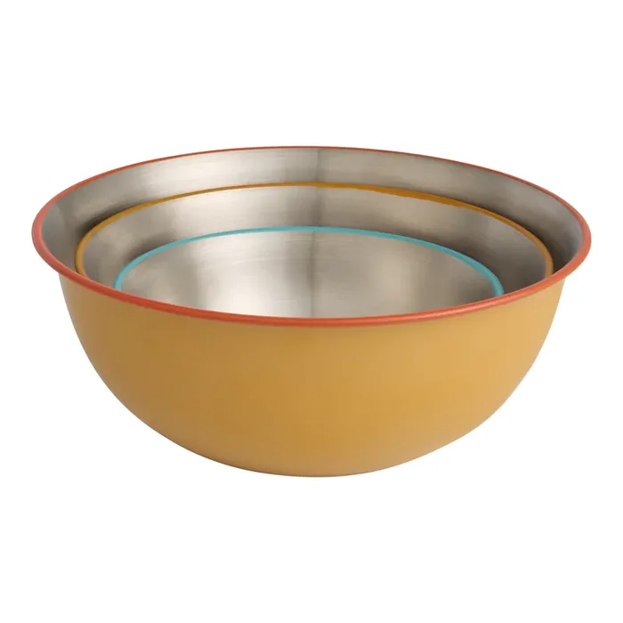 Contrast Rim Stainless Steel Nesting Mixing Bowls 3 Pack