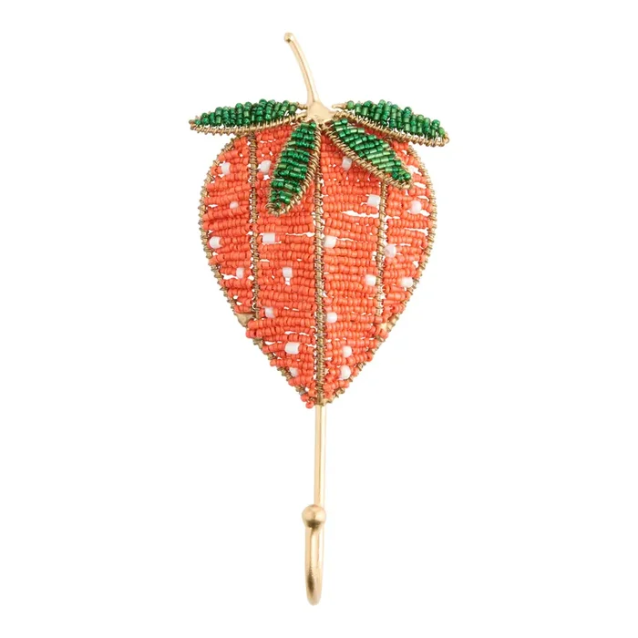 Coral Beaded Strawberry Wall Hook