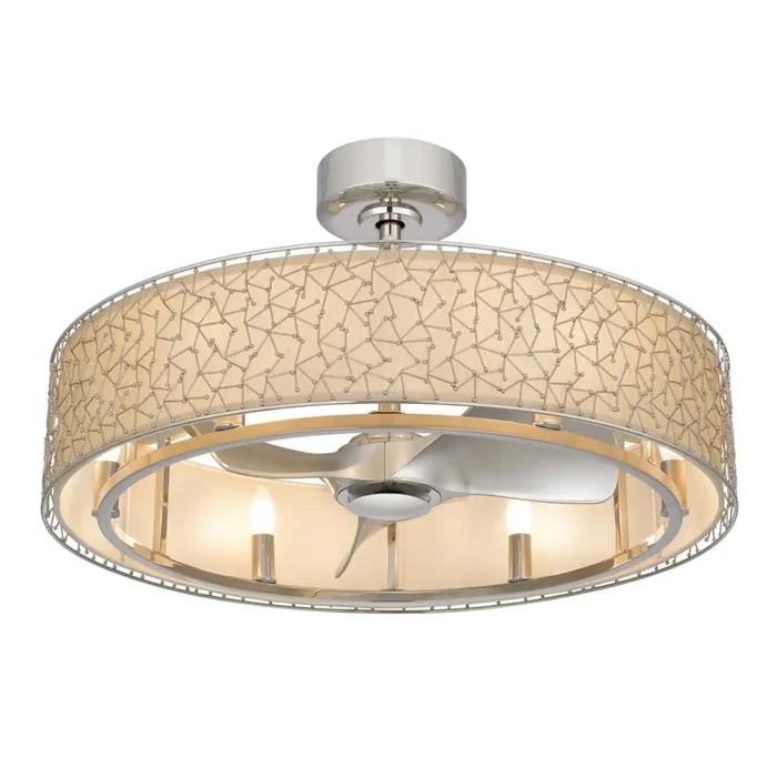 Corrall Chrome and Beige Ceiling Light with Fan