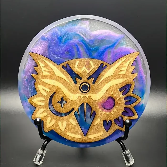 Custom Resin Mini – Blue Glow Wiser Hyzer Owl Logo