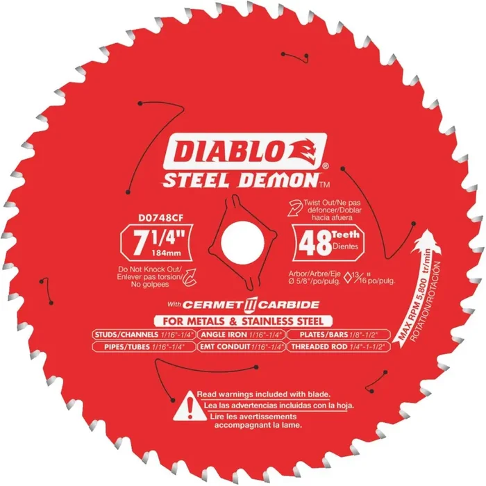 Diablo Steel Demon 7-1/4 In. 48-Tooth Cermet Carbide Metals & Stainless Steel Circular Saw Blade, Bulk