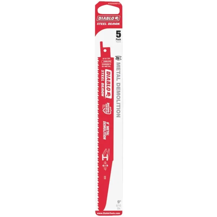 Diablo Steel Demon Bi-Metal 9 In. 8/10 TPI Metal Demolition Reciprocating Saw Blade (5-Pack)
