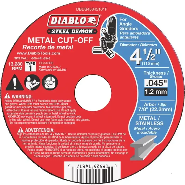Diablo Steel Demon Type 1 4-1/2 In. x 0.045 In. x 7/8 In. Metal Cut-Off Wheel
